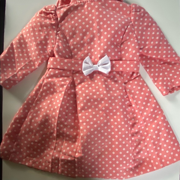 Girls Bonnie Jean Pink&White Polka Dot Coat 2T - Picture 2 of 2